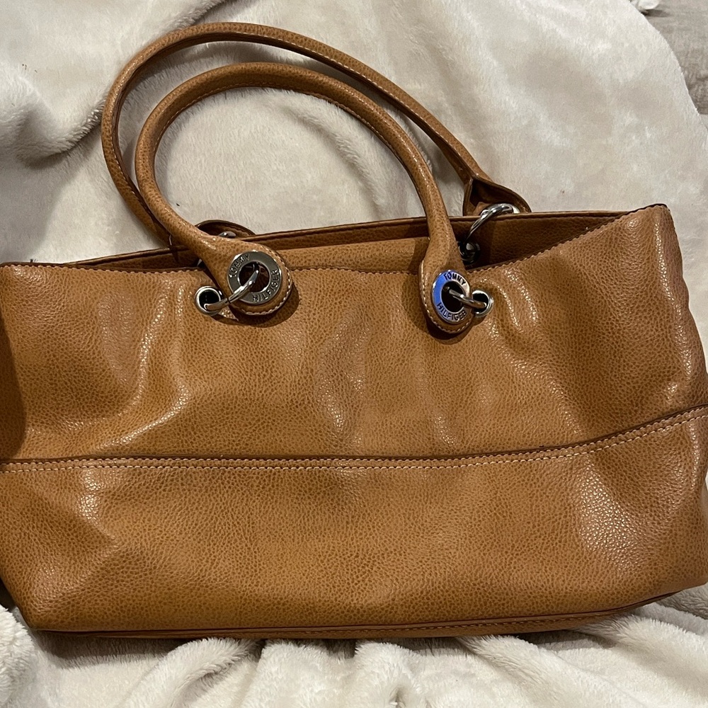 Vintage Y2K Tommy Hilfiger Tan Leather Tote Bag